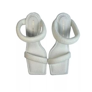 Good American White Terry Square Toe Heels Size 6